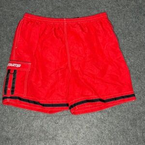 Starter Mens Red Nylon Swim‎ Trunks Cargo Pocket Mesh Lined XL 0115